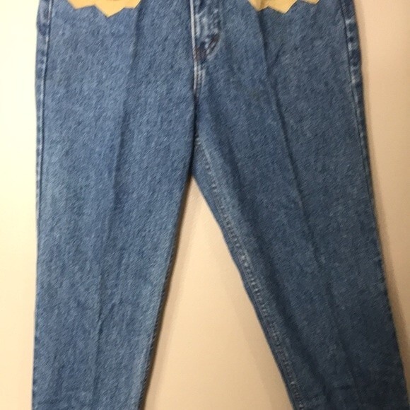 Vintage Sap Man denim jeans with leather details around pockets area size 10 - Picture 3 of 15